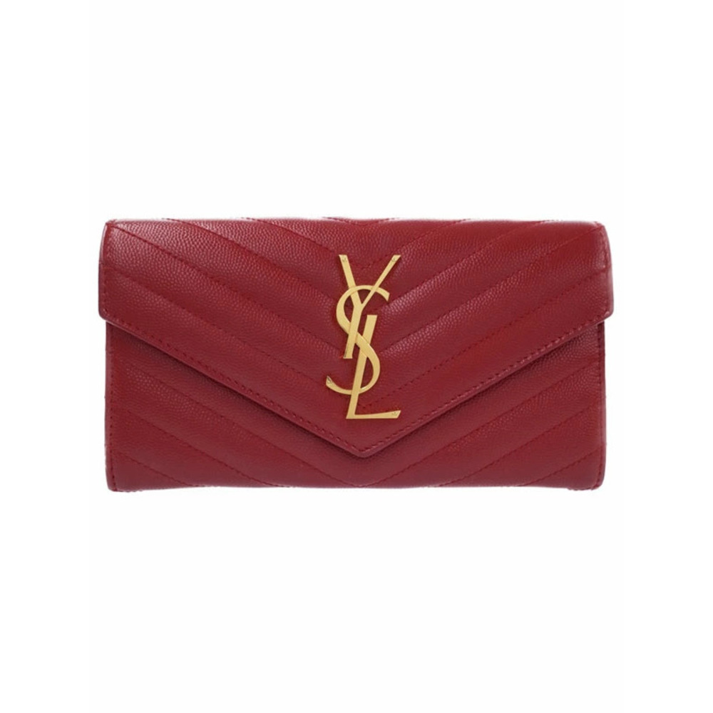 SAINT LAURENT Paris Monogram Flap Wallet Bi fold Long